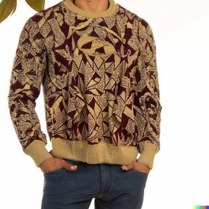 Vintage Sweater, maroon and tan